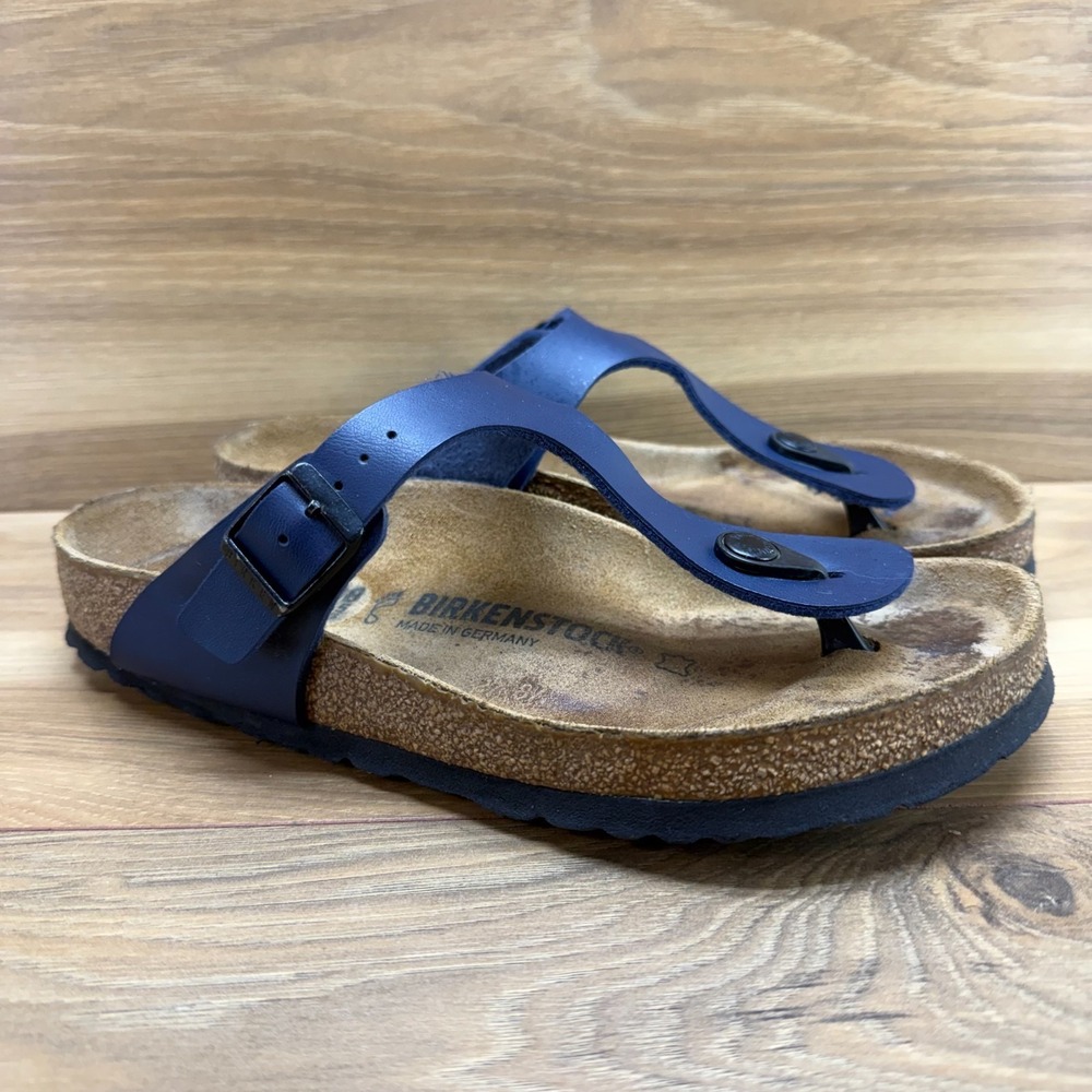Birkenstock Gizeh Sandals Womens 7 W EU 38 Navy Blue Birko Thong Summer Vacation - Picture 2 of 10